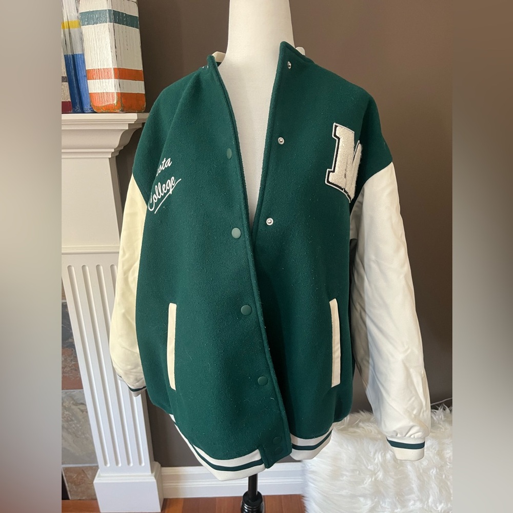 Varsity Teal and White Jacket